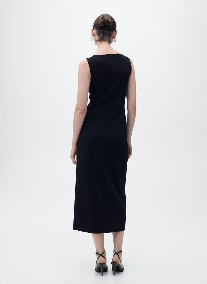 Boat-Neck Knitted Dress