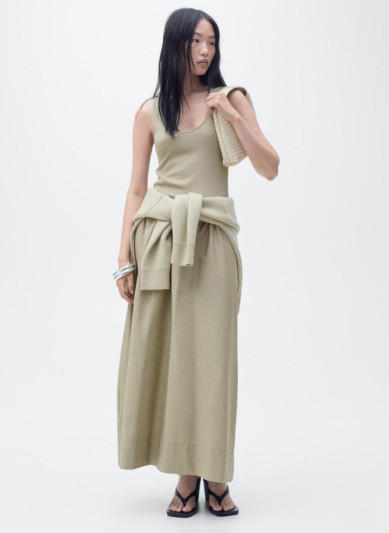 Flared Combined Fabric Dress