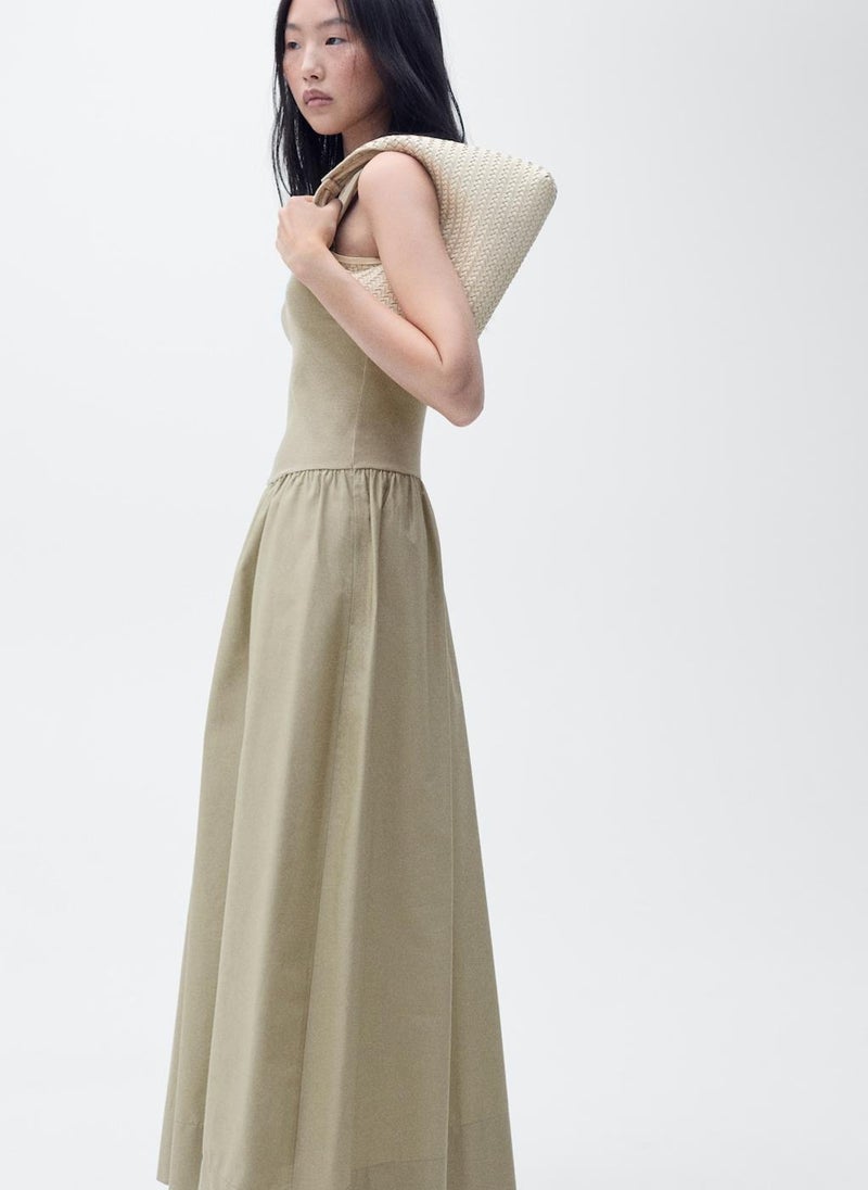 Flared Combined Fabric Dress