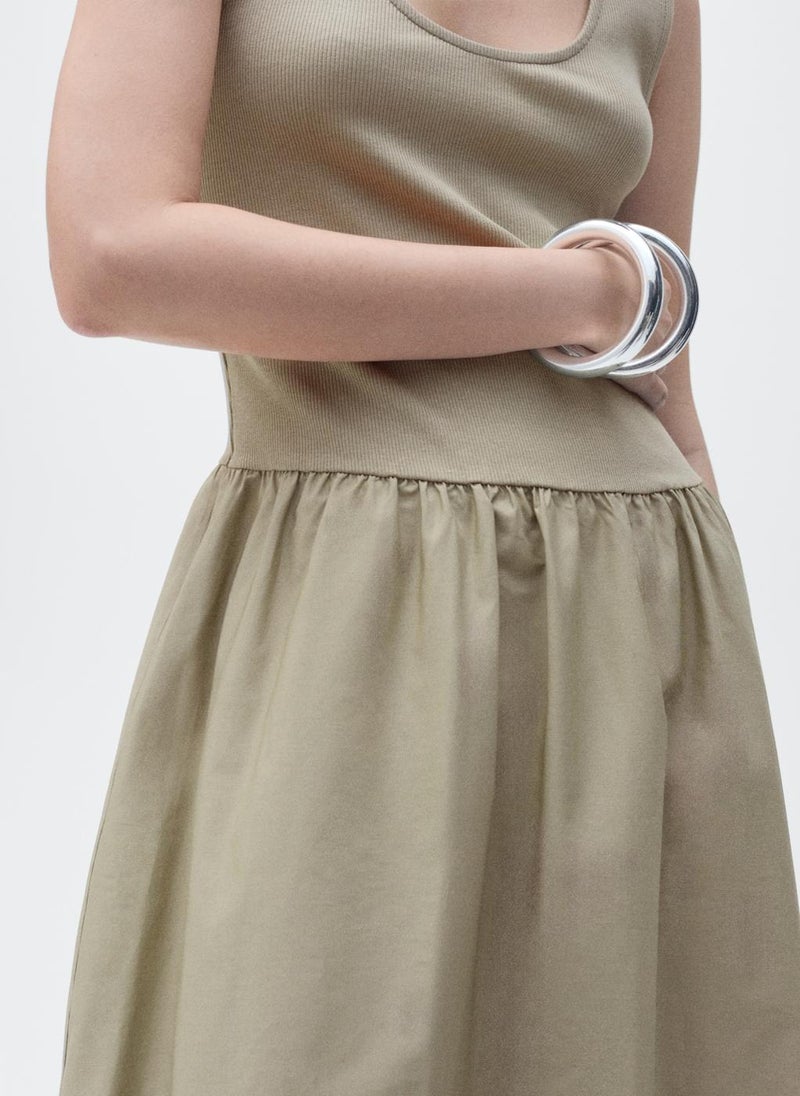 Flared Combined Fabric Dress