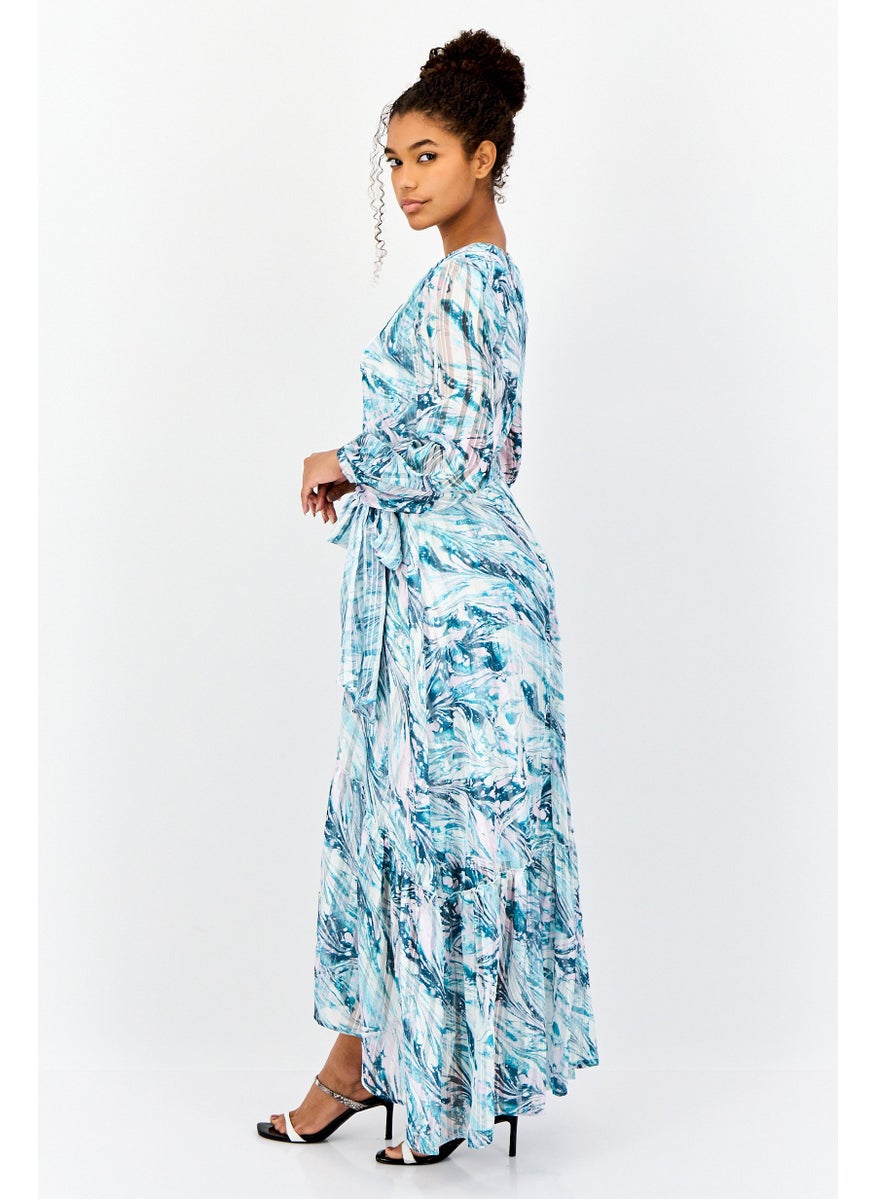 Women Marble Pattern Maxi A line Dress, Multcolor