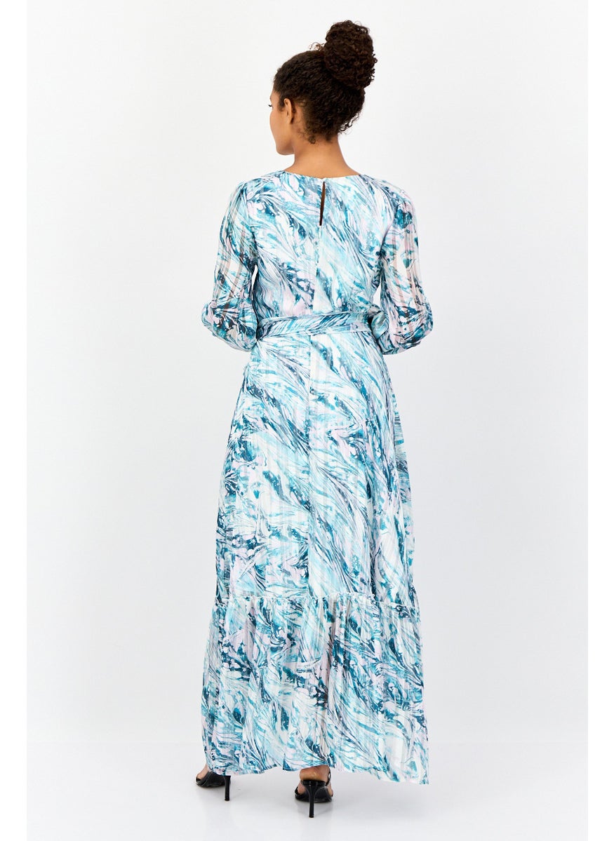 Women Marble Pattern Maxi A line Dress, Multcolor