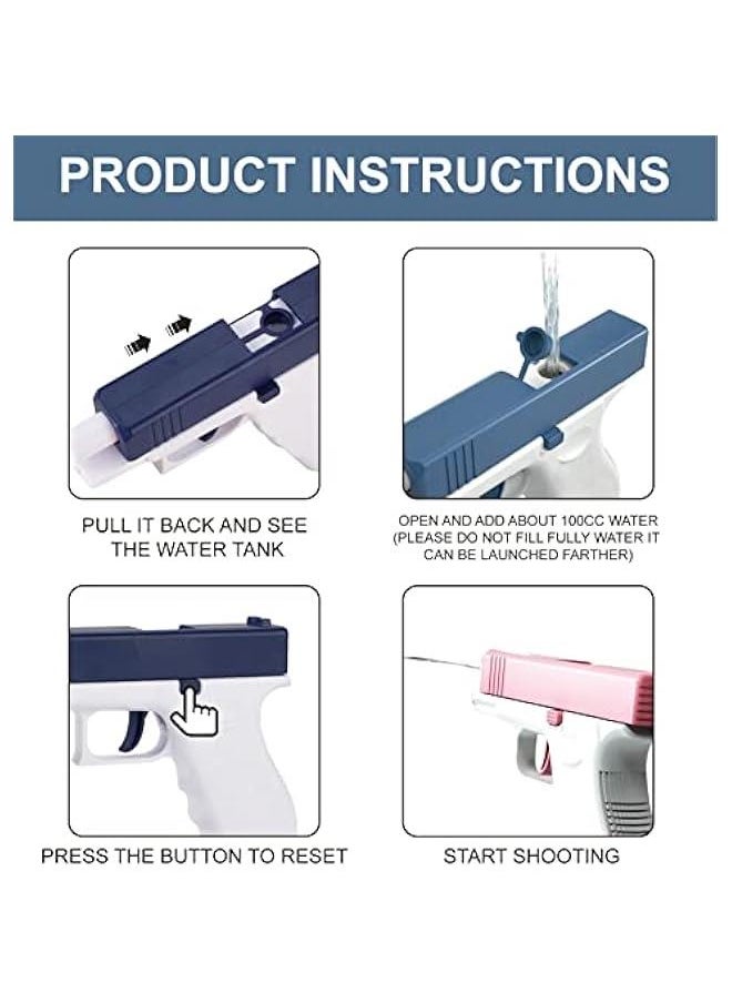 2 Pack Kids Squirt Guns - 100CC Water Blaster Soaker Pistol Toys for Boys Girls Toddlers, Ideal Summer Gifts for Swimming Pool Beach Outdoor Toys (Blue Pink)