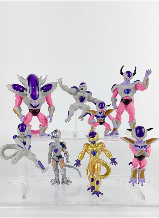 Dragon Ball Frieza 8-piece set Action Figure Decorative Resin Sculpture Home Decor Statue, Art Figurine Home Ornament Decoration for Office, Living Room, Bedroom, Book Shelf, TV Cabinet, Desktop