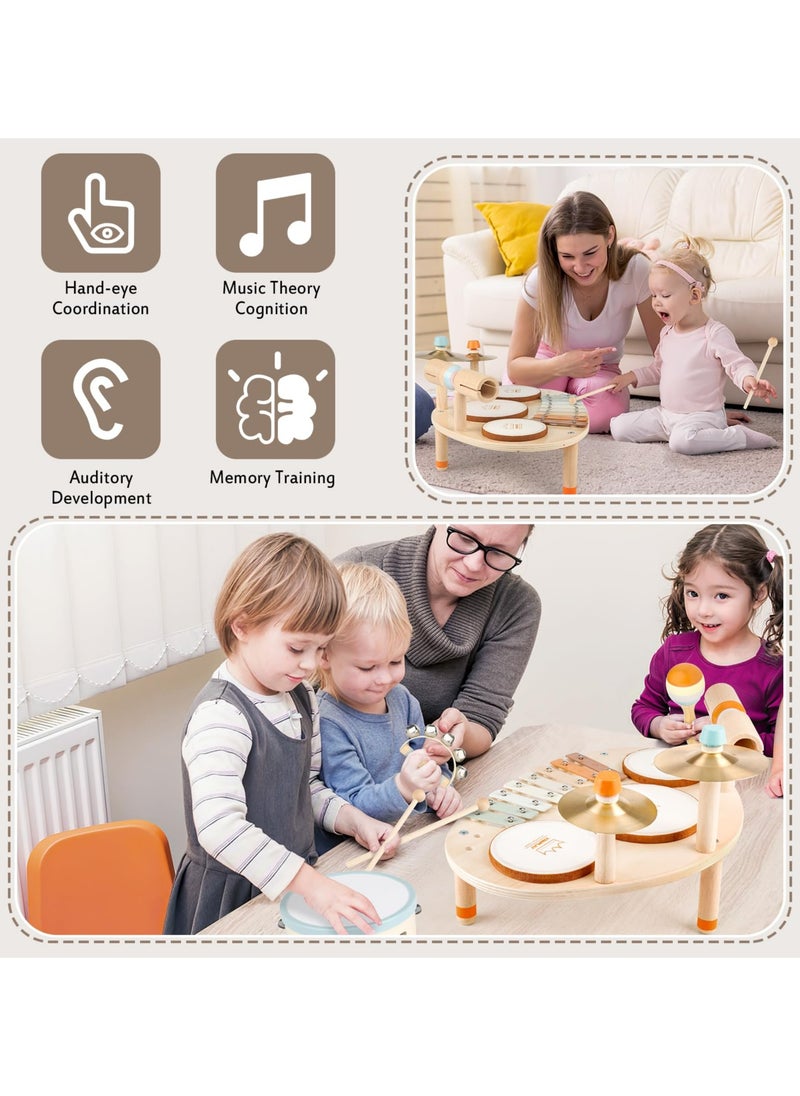 Baby dj table & drum set for kids ages 1-12 - bluey cajon drum and music toys for boys and girls, perfect for talent developing
