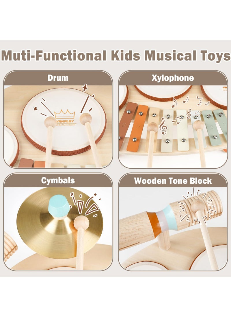 Baby dj table & drum set for kids ages 1-12 - bluey cajon drum and music toys for boys and girls, perfect for talent developing