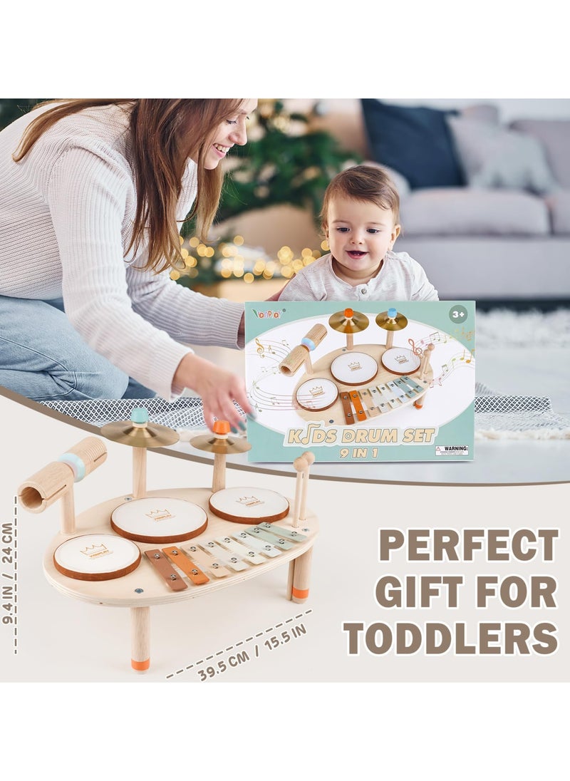 Baby dj table & drum set for kids ages 1-12 - bluey cajon drum and music toys for boys and girls, perfect for talent developing