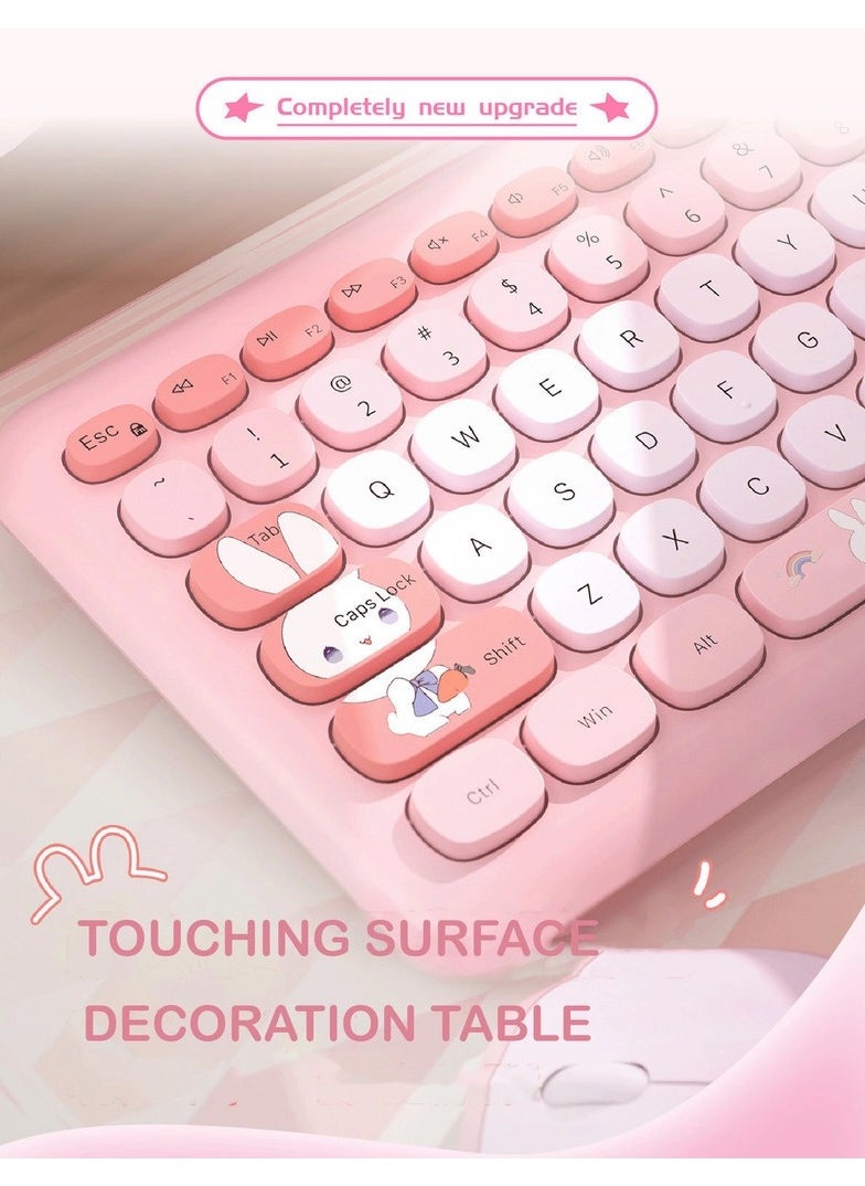 Mofii 666 Keyboard Mouse Combo Wireless 2.4G Mixed Color 110 Key Keyboard Mouse Set with Round Punk Keycaps for Girl Purple