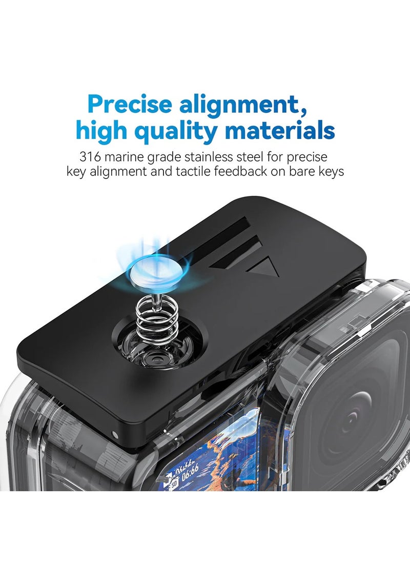 196FT/60M Waterproof Case for Go Pro Hero 13 Hero12 Hero11 Hero10 Hero 9 Black,Protective Underwater Diving Housing Hero 13/12/11/10/9 Black Action Camera Scuba Snorkeling Swimming Accessory