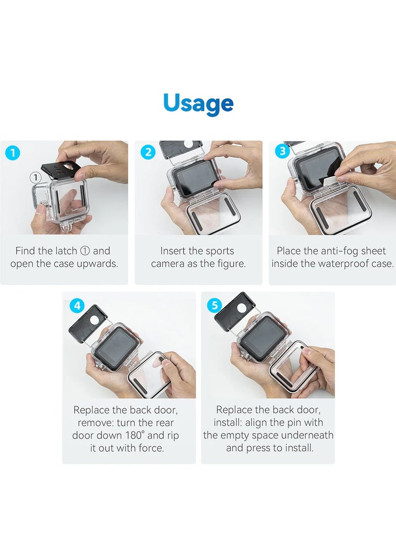 196FT/60M Waterproof Case for Go Pro Hero 13 Hero12 Hero11 Hero10 Hero 9 Black,Protective Underwater Diving Housing Hero 13/12/11/10/9 Black Action Camera Scuba Snorkeling Swimming Accessory