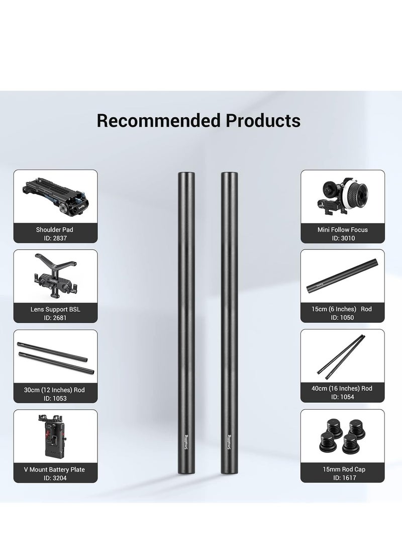 SMALLRIG Rods Set 1659, 2x15mm Aluminum Rods 20/30cm, 2xM12 Rod Connectors, Wide Compatibility with Camera Accessories, Black