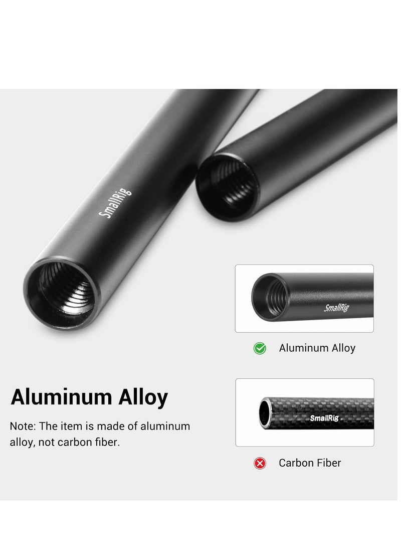 SMALLRIG Rods Set 1659, 2x15mm Aluminum Rods 20/30cm, 2xM12 Rod Connectors, Wide Compatibility with Camera Accessories, Black