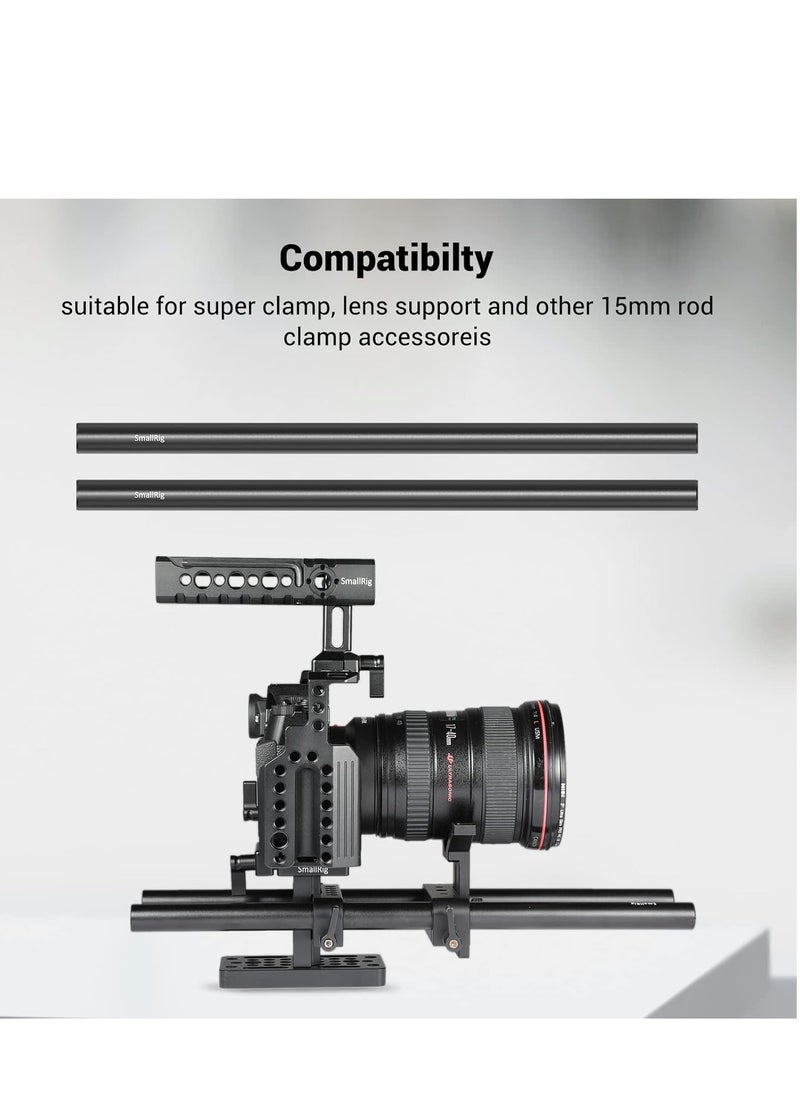 SMALLRIG Rods Set 1659, 2x15mm Aluminum Rods 20/30cm, 2xM12 Rod Connectors, Wide Compatibility with Camera Accessories, Black