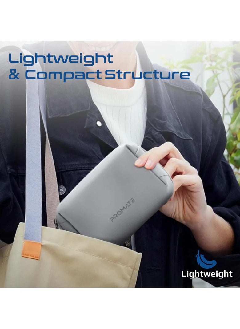 Compact Tech Essential Organizer Pouch Bag with Multiple Compartments - silver