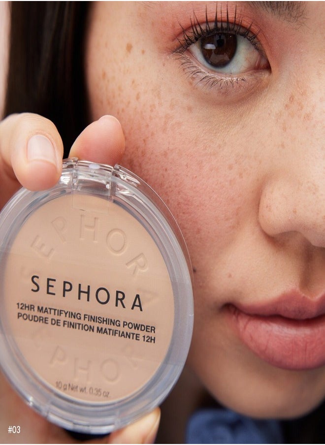 Sephora Collection 12Hr Mattifying Finishing Powder – Oil-Control Compact Powder in 03 Light Neutral (10g) for Shine-Free, Long-Lasting Wear