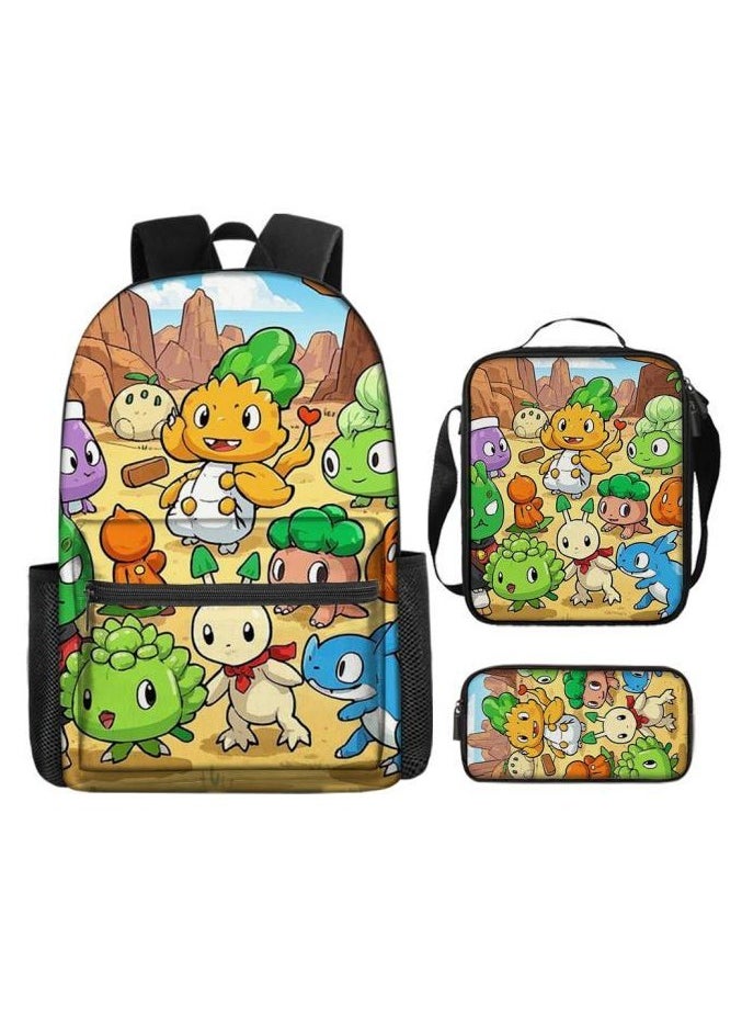 Cartoon three-piece schoolbag with zipper - 331