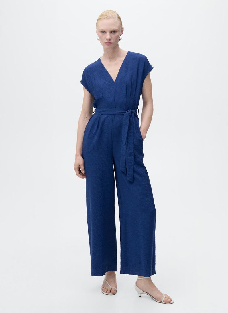 Long Cropped Jumpsuit With Belt