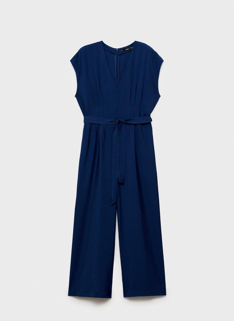 Long Cropped Jumpsuit With Belt