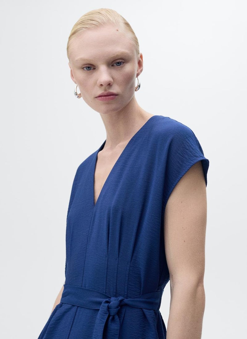 Long Cropped Jumpsuit With Belt
