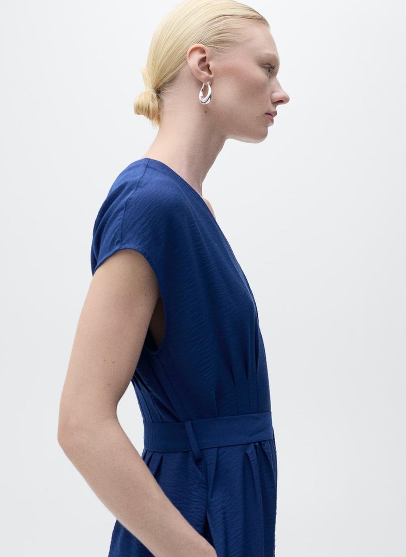 Long Cropped Jumpsuit With Belt