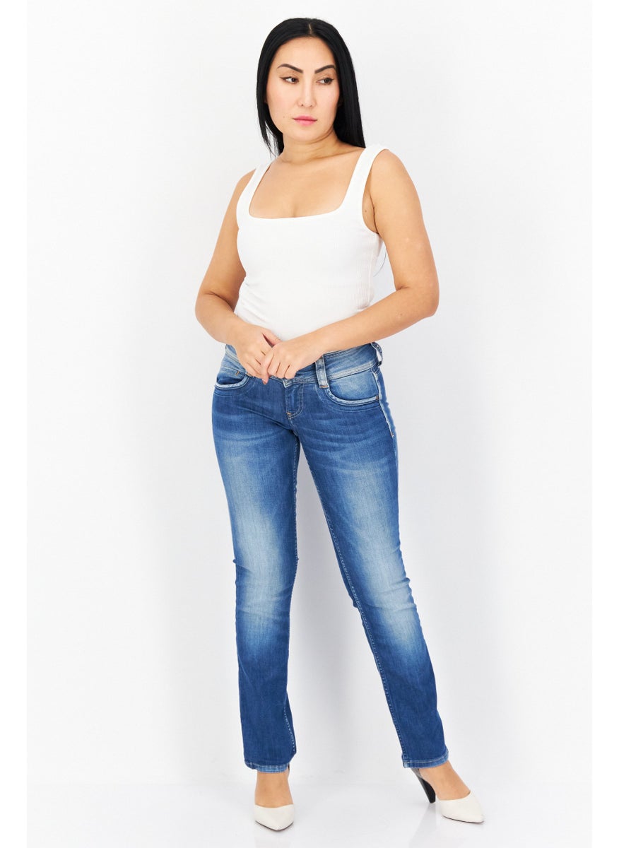 Women Straight Fit Washed Stretchable Jeans, Blue