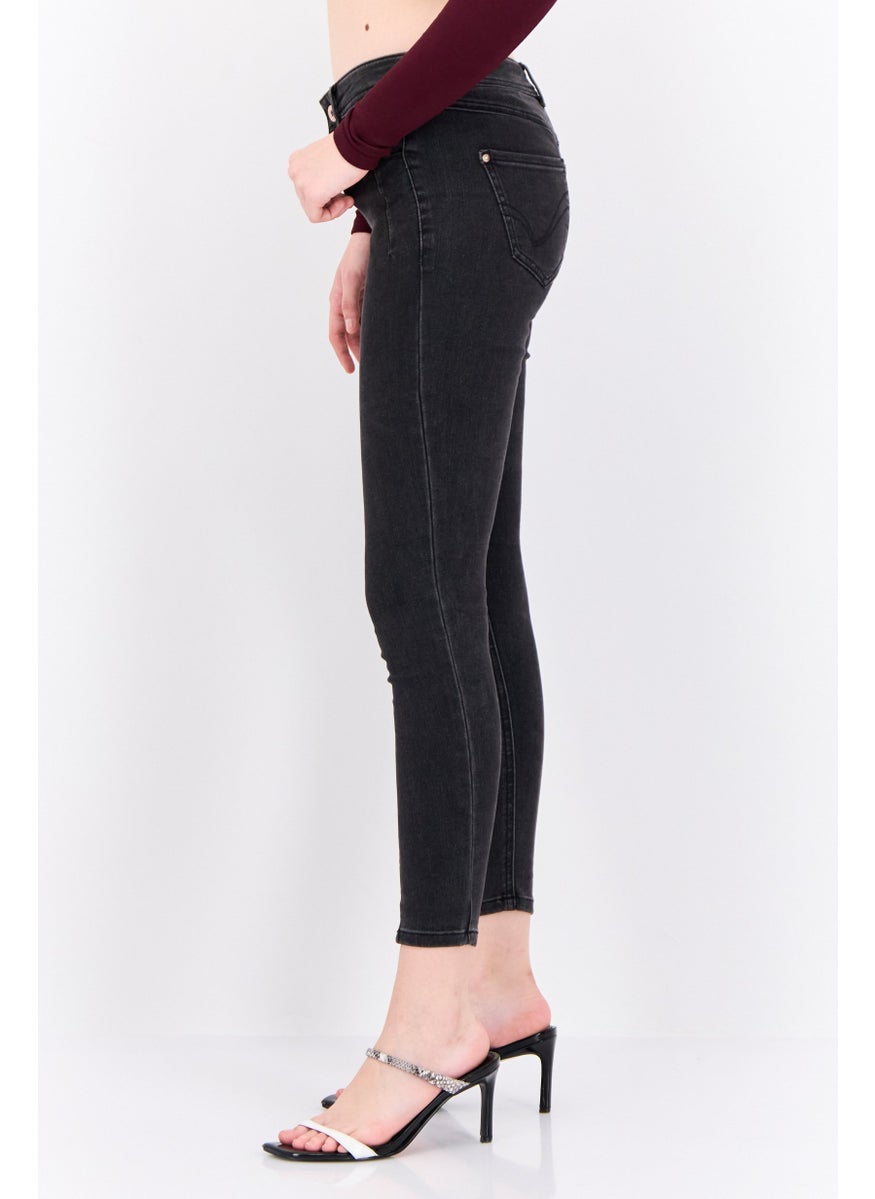 Women Regular Fit Solid Stretchable Jeans, Dark Blue