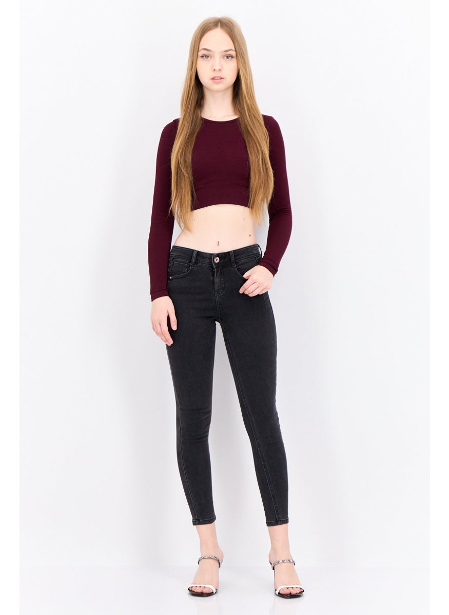 Women Regular Fit Solid Stretchable Jeans, Dark Blue