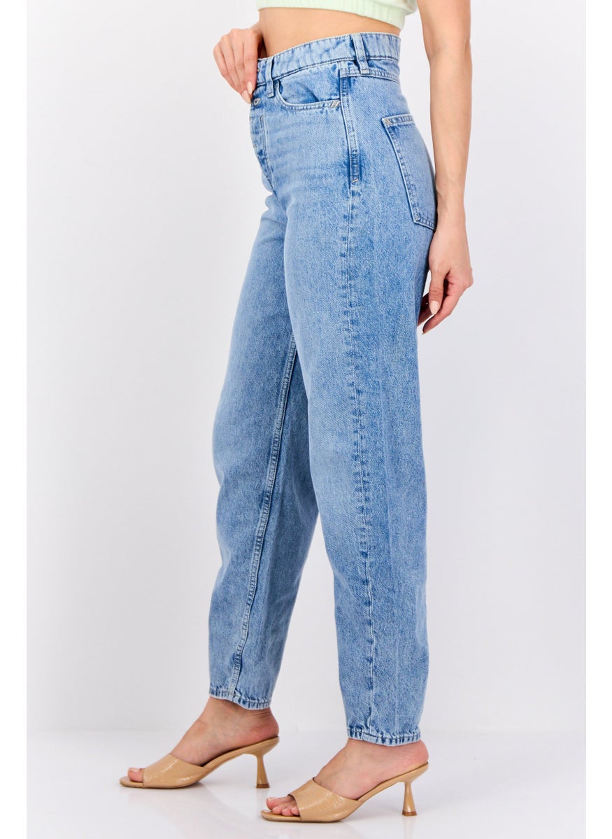 Women Regular Fit Washed Denim Jean, Blue