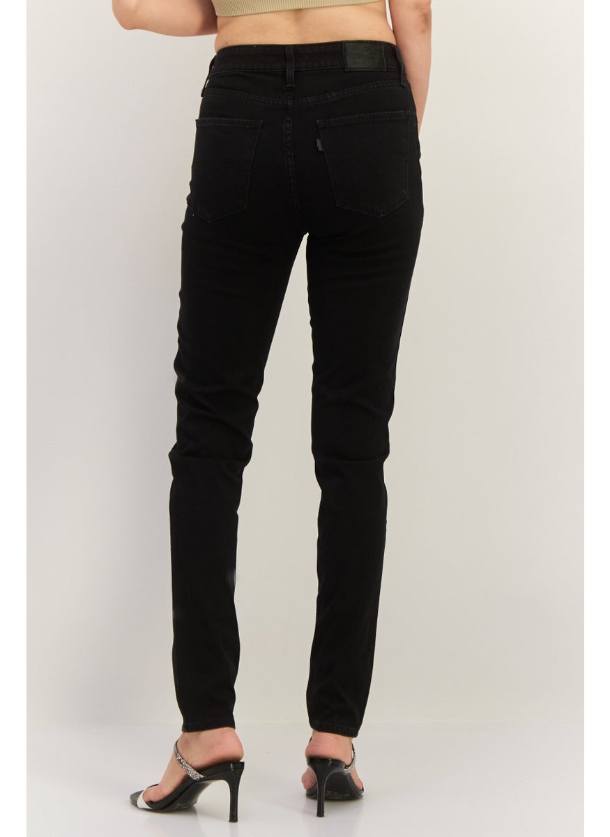 Women High Rise Skinny Solid Stretchable Jeans, Black