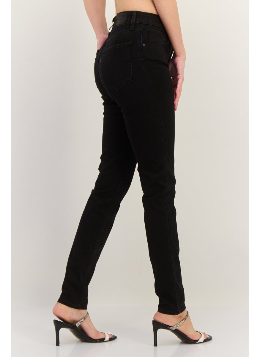 Women High Rise Skinny Solid Stretchable Jeans, Black