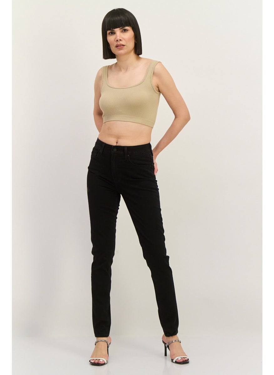 Women High Rise Skinny Solid Stretchable Jeans, Black