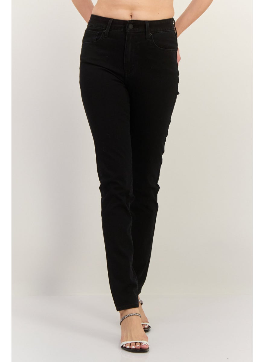 Women High Rise Skinny Solid Stretchable Jeans, Black