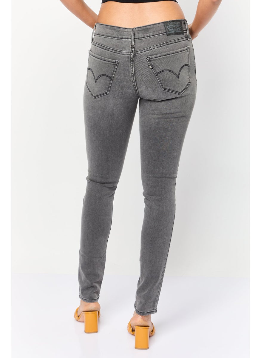 Women Skinny Fit Mid Rise Straight Leg Stretchable Jeans, Dark Grey