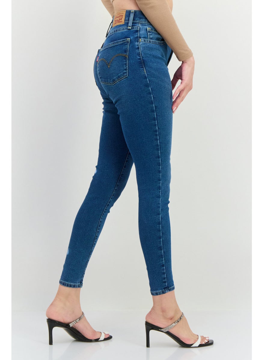 Women Super Skinny Fit Mid Rise Wash Stretch Jeans, Mid Blue