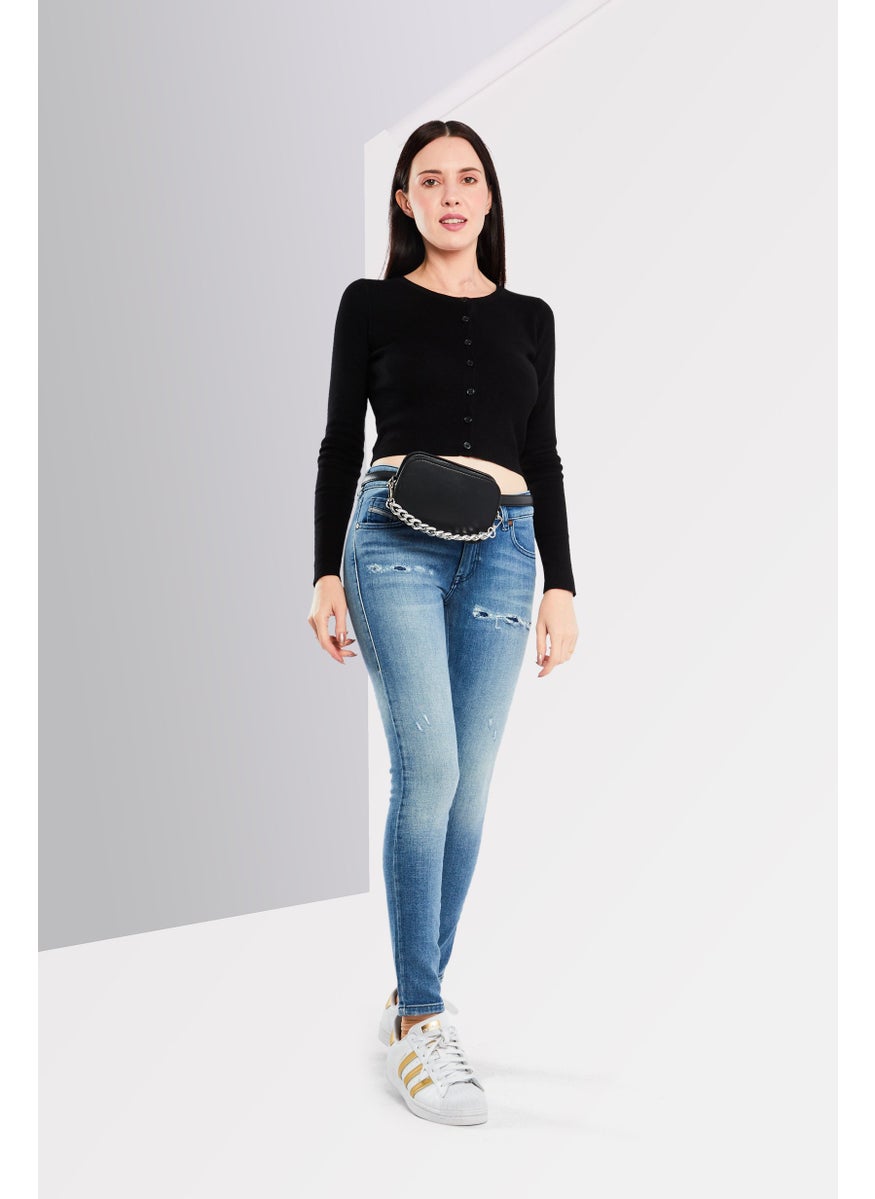 Women Super Slim Skinny Jeans, Blue