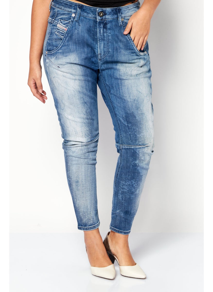 Women FAYZA-T Stretch Fit Washed Stretchable Jeans, Wash Blue