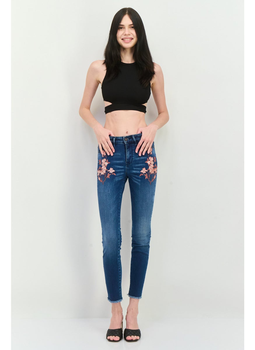 Women Regular Fit Washed Straight Leg Jeans, Blue