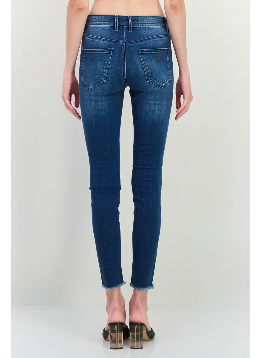 Women Regular Fit Washed Straight Leg Jeans, Blue