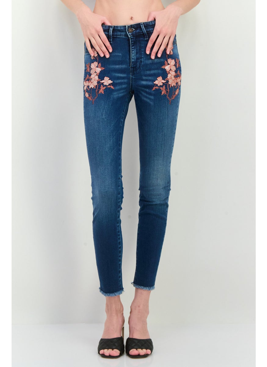 Women Regular Fit Washed Straight Leg Jeans, Blue