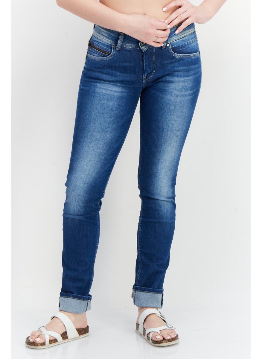 Women Slim Fit Washed Stretchable Denim Jeans, Blue