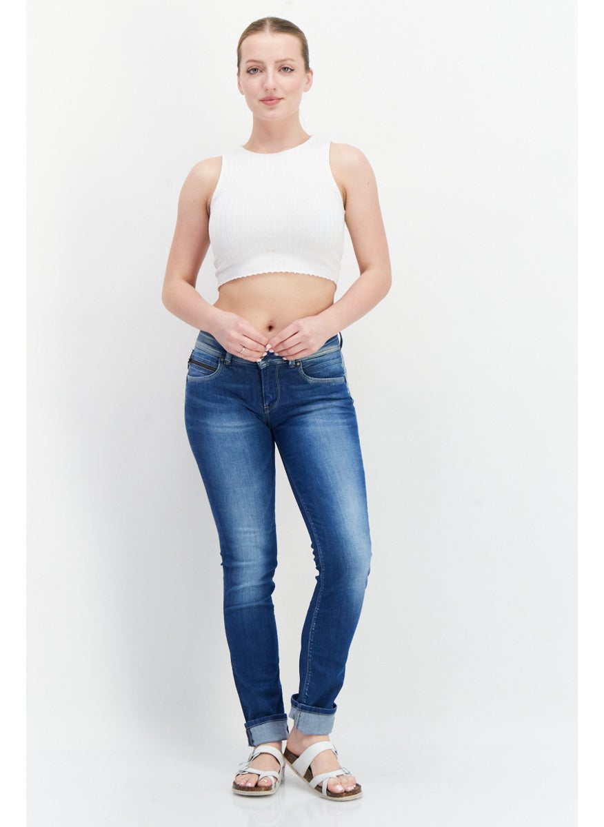 Women Slim Fit Washed Stretchable Denim Jeans, Blue