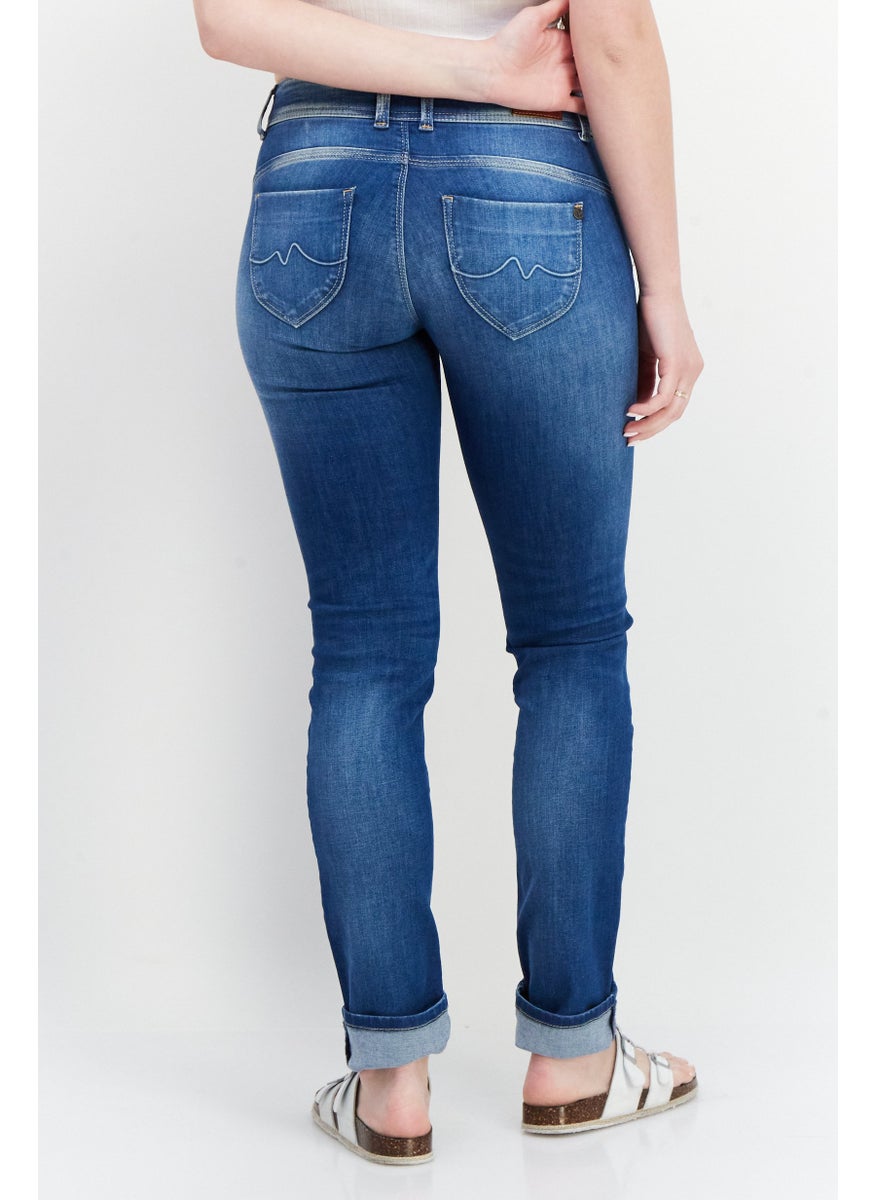 Women Slim Fit Washed Stretchable Denim Jeans, Blue