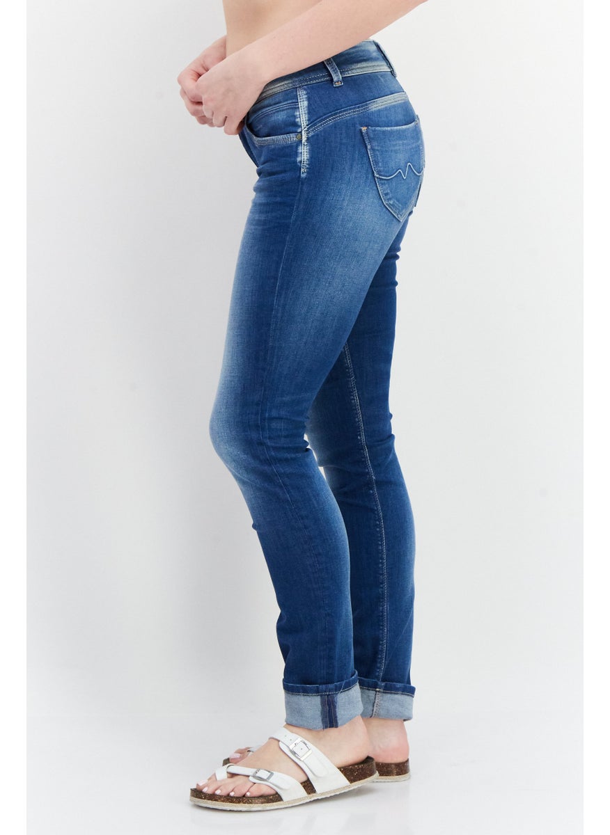 Women Slim Fit Washed Stretchable Denim Jeans, Blue