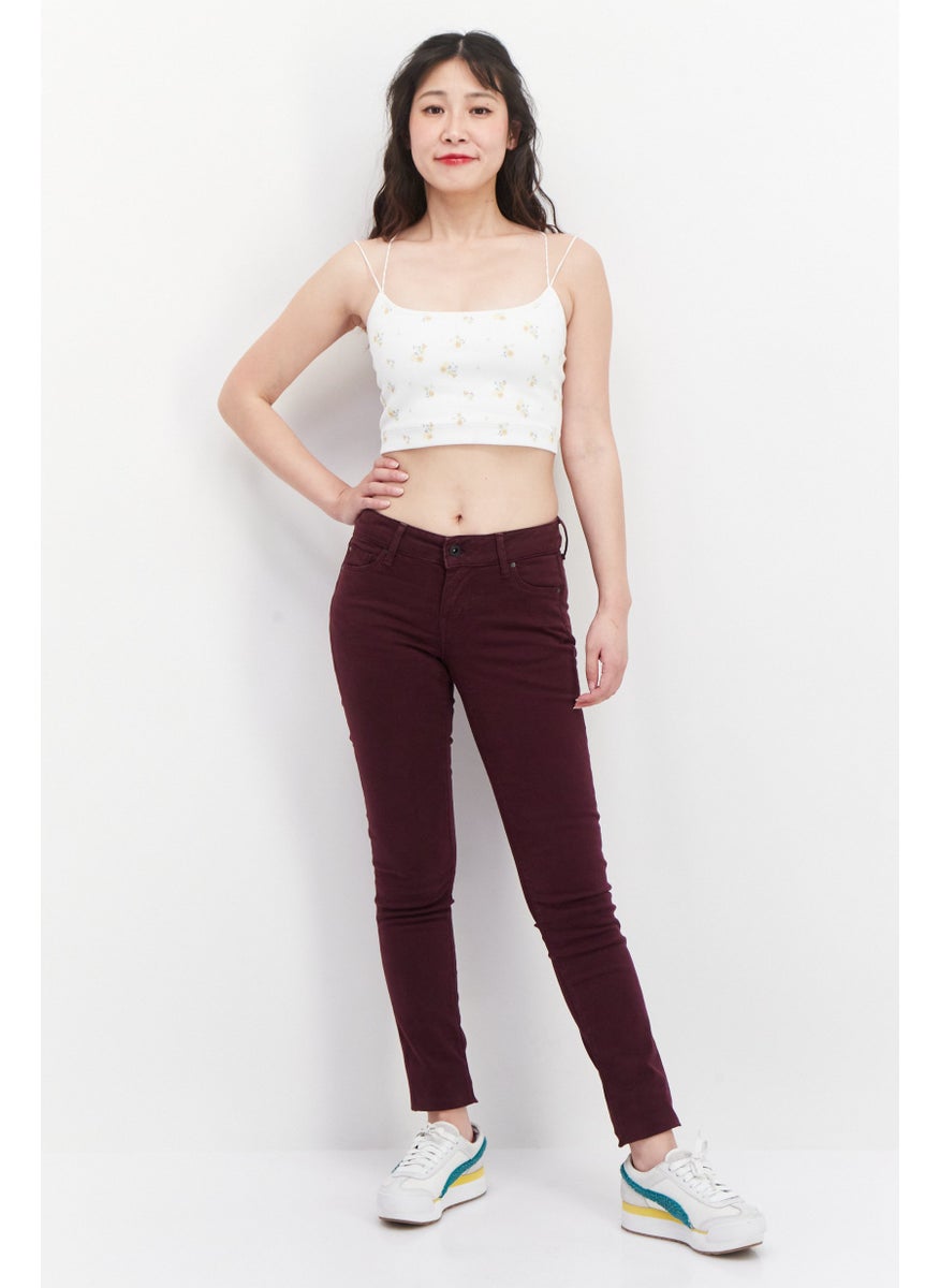 Women Skinny Fit Solid Chino Pant, Maroon