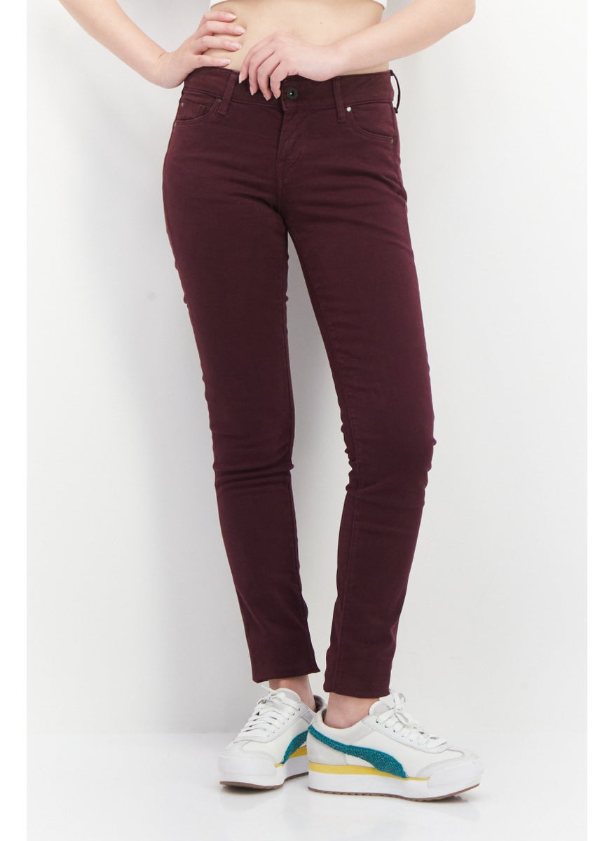 Women Skinny Fit Solid Chino Pant, Maroon