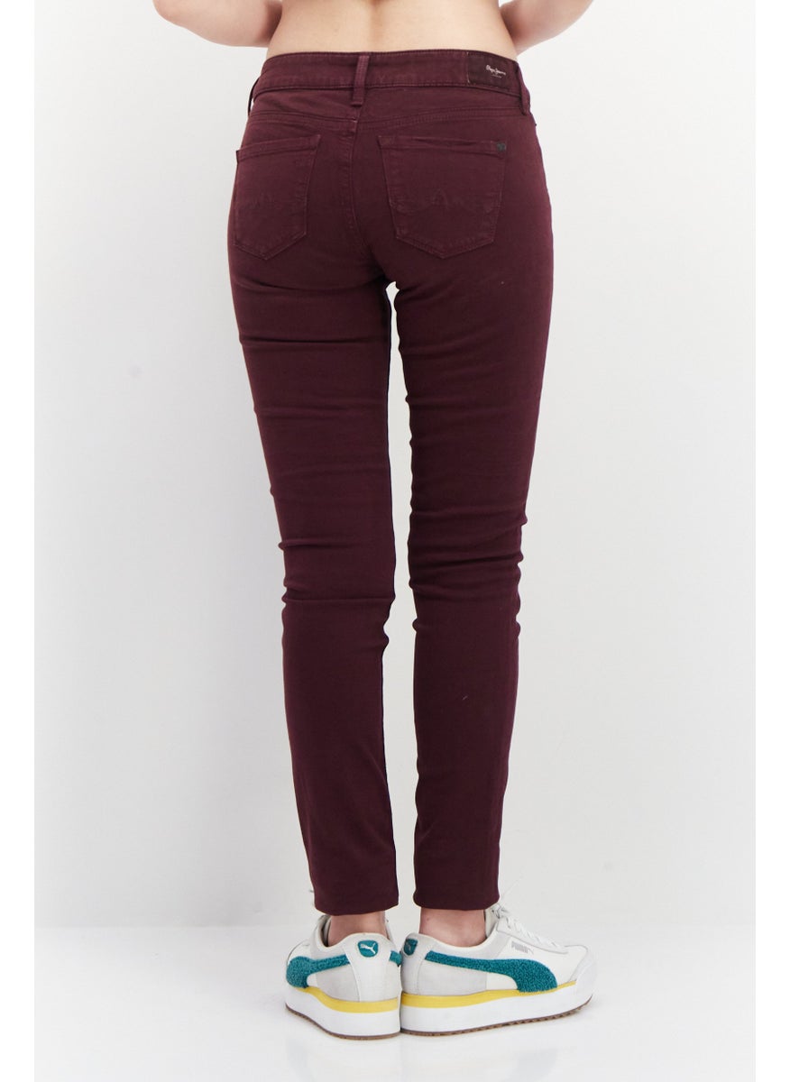 Women Skinny Fit Solid Chino Pant, Maroon