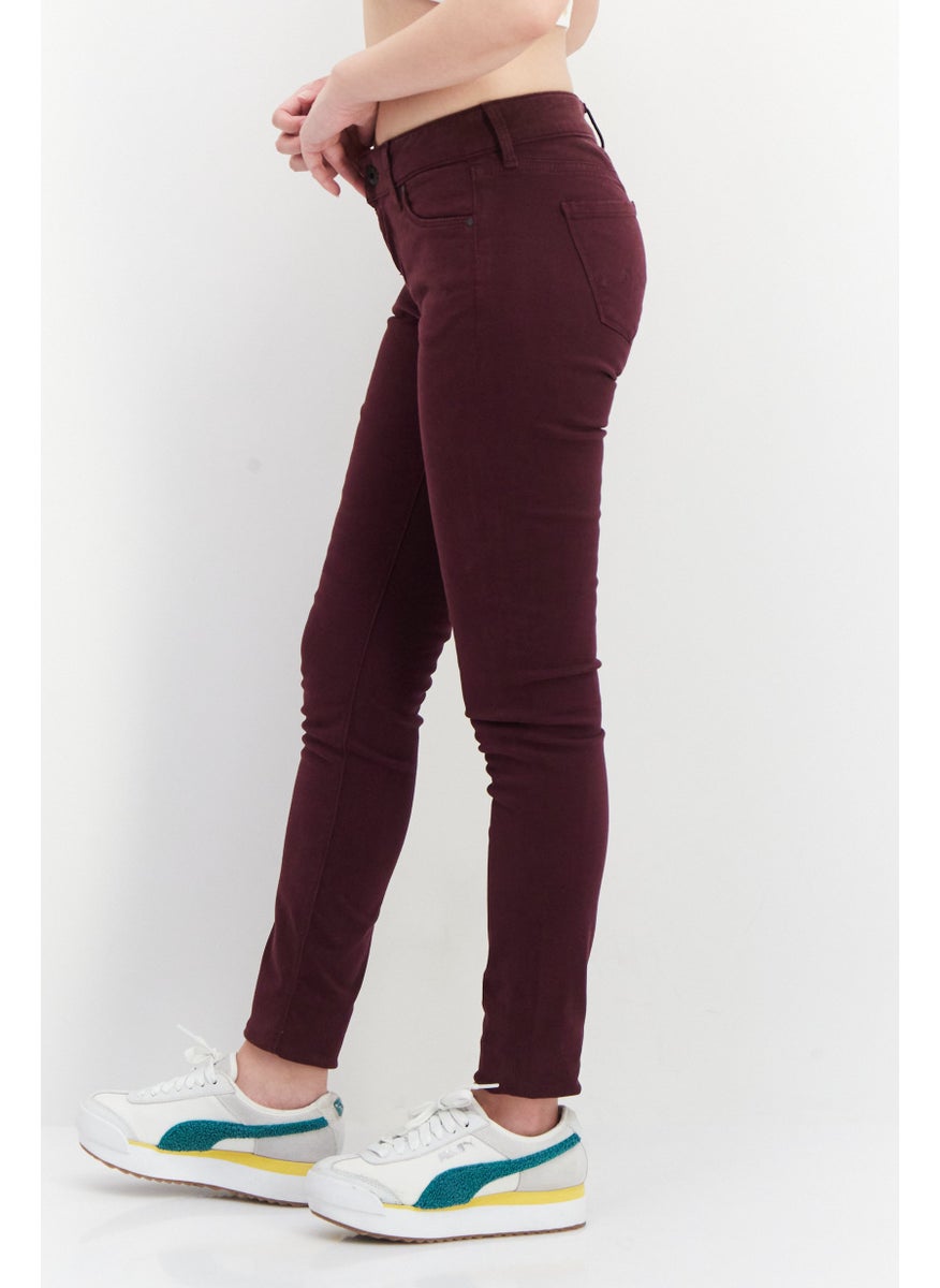 Women Skinny Fit Solid Chino Pant, Maroon