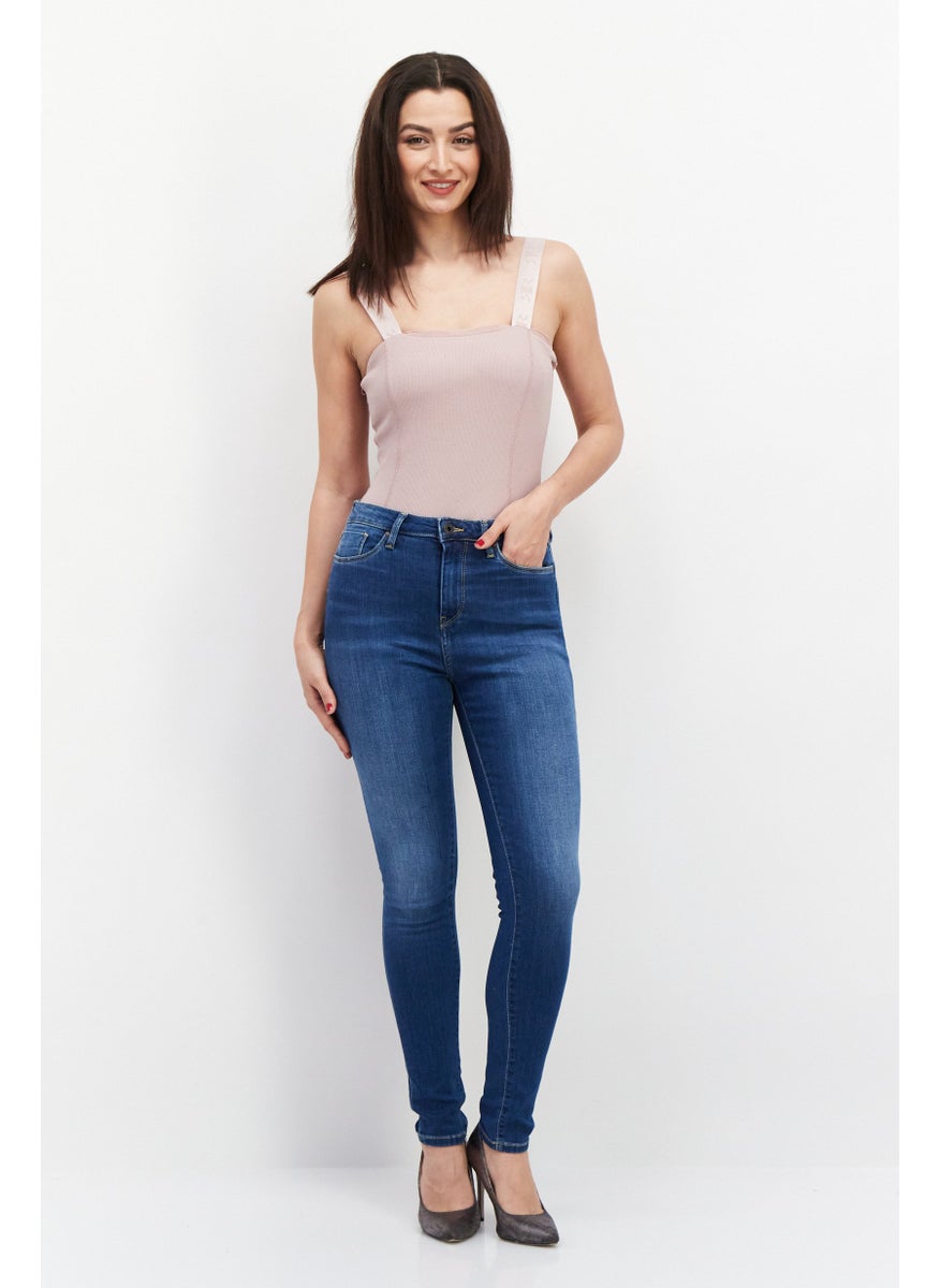 Women Slim Fit Washed Denim Jeans, Blue