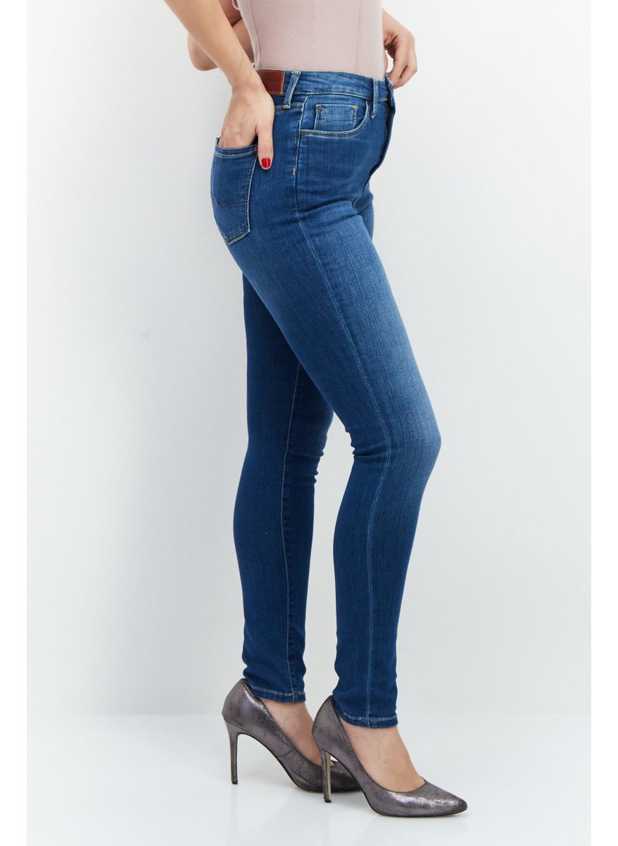 Women Slim Fit Washed Denim Jeans, Blue