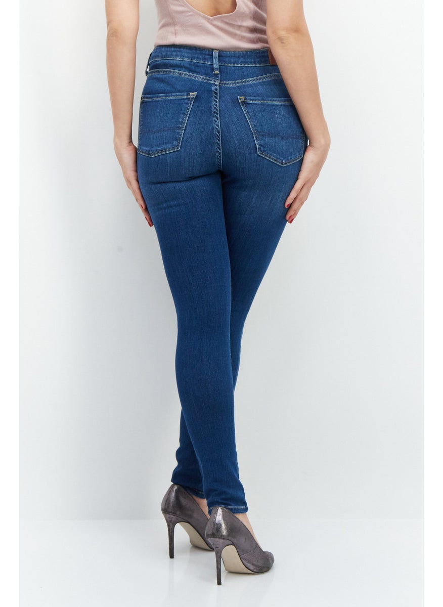 Women Slim Fit Washed Denim Jeans, Blue